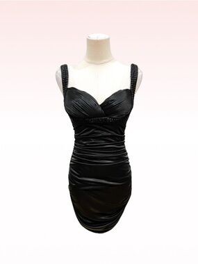 LOVE TEASE Black Rouched Body Con Mini Dress (Sz 3)